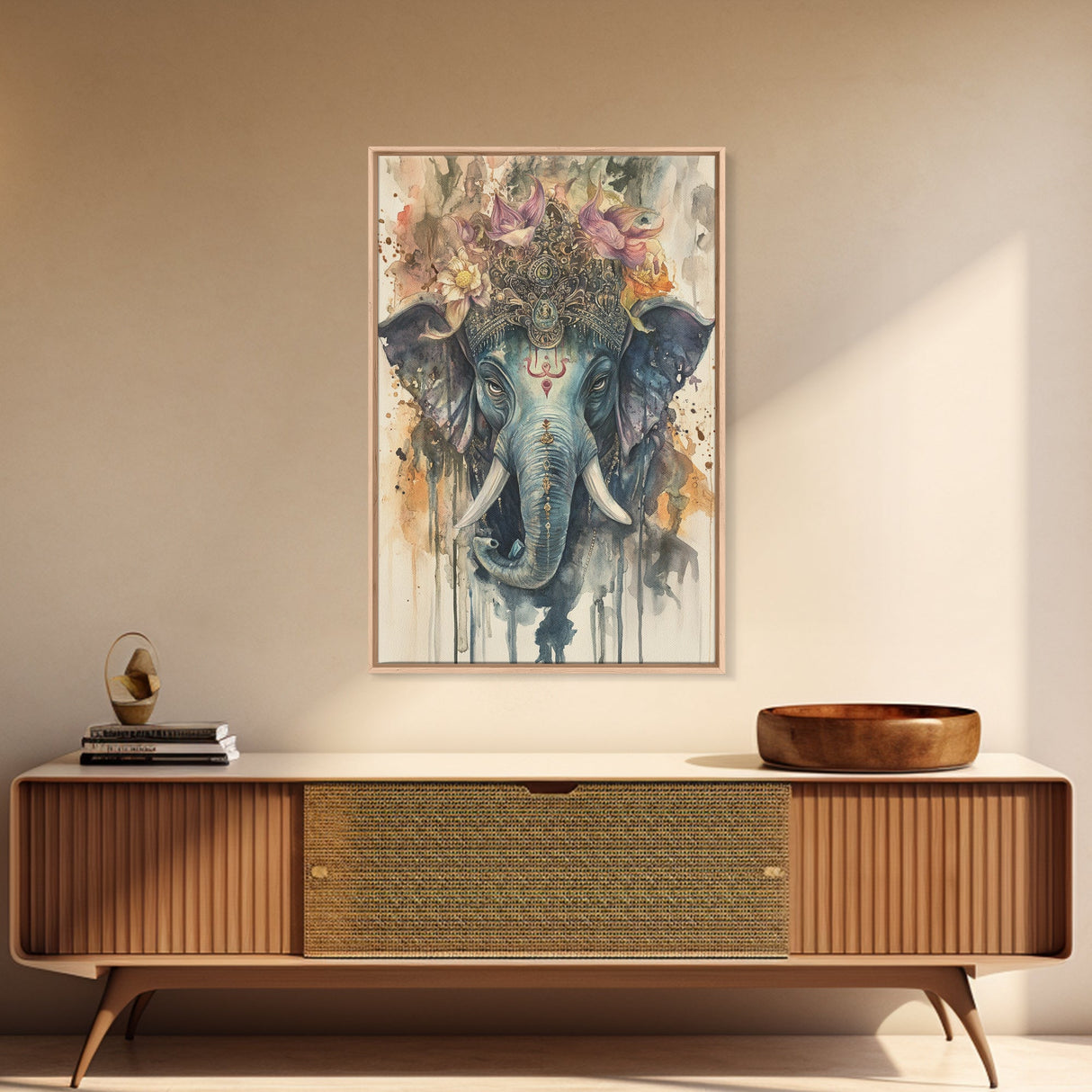 Ganesh Wall Art, Ganesha Painting Print, Framed Canvas Print, Painting of Ganesha, Ganesh Art, Hindu Art, Hinduism Home Decor