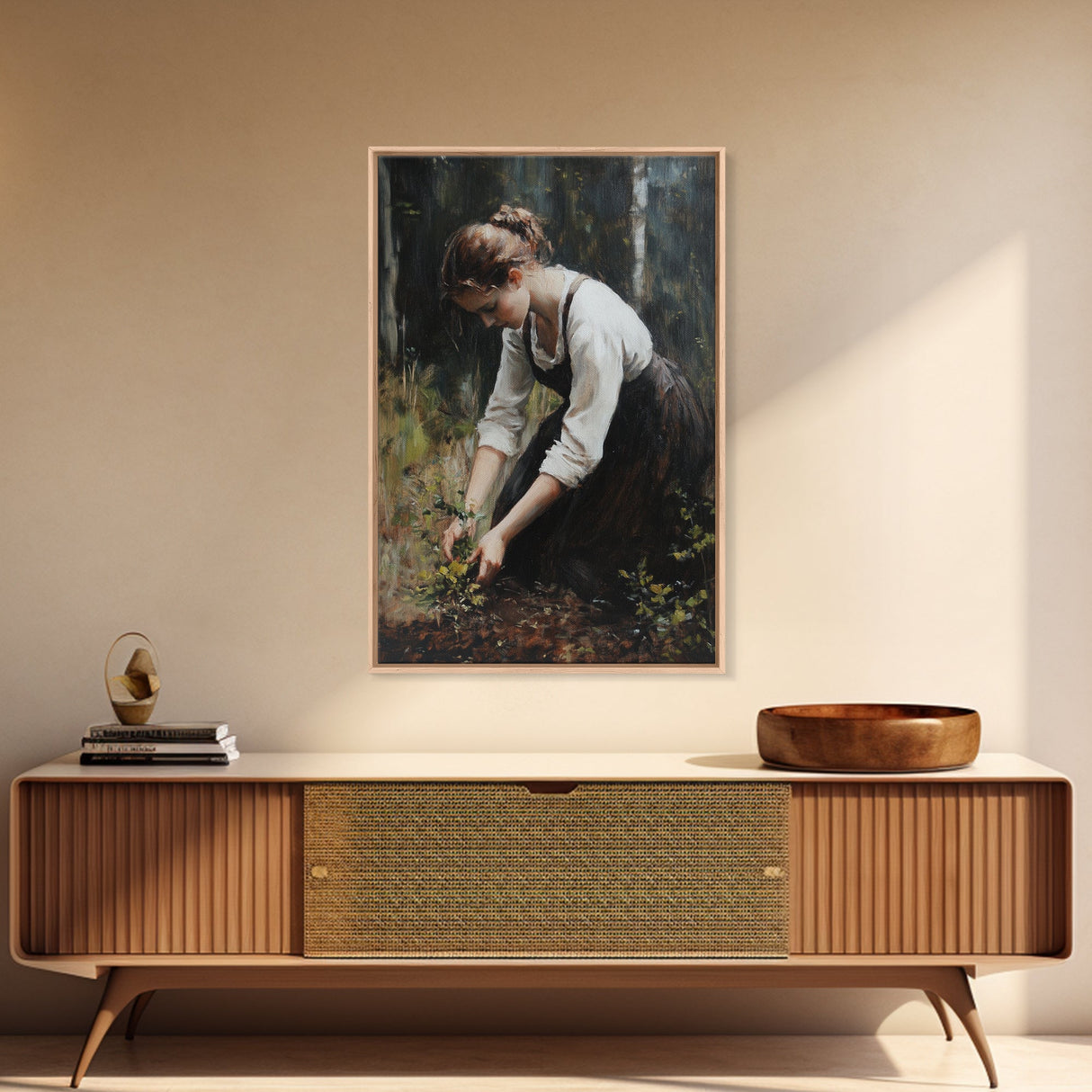 The Woman in The Garden Painting Print, Coquette Style Wall Art, Vintage Garden Print, Canvas Print, Canvas Wall Art, Abstract Whimsical Wall Art