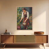 Canvas Art Print - In The Garden - Woman In Garden Painting Wall Art Print - Extra Large Art - Gardening Wall Art - Gardening Gift Idea