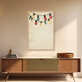 Drawing of Retro Christmas Lights Canvas Print - Framed Canvas - Minimalist Christmas Art - Boho Christmas Art - Rustic Christmas Art