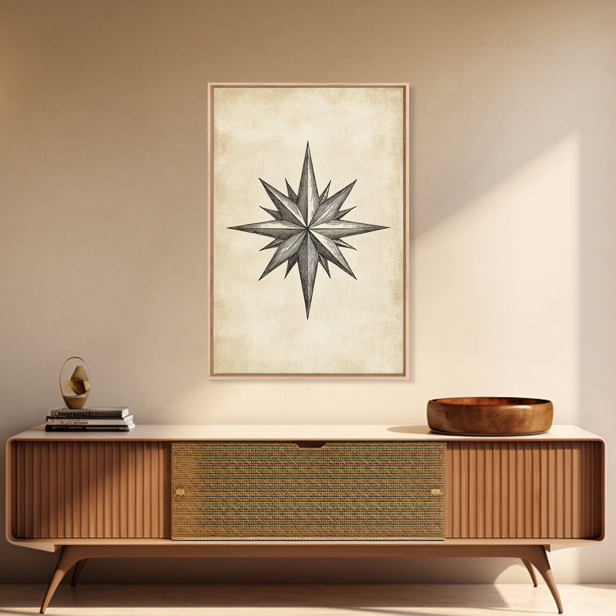 Sketch Of The North Star Canvas Print - Framed Canvas - Minimalist Christmas Art - Boho Christmas Art - Rustic Christmas Art
