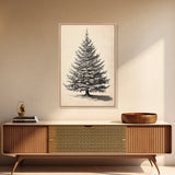 Sketch of a Christmas Tree Canvas Print - Framed Canvas - Minimalist Christmas Art - Boho Christmas Art - Rustic Christmas Art