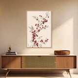 Holly Berries Canvas Print - Framed Canvas - Minimalist Christmas Art - Boho Christmas Art - Rustic Christmas Art