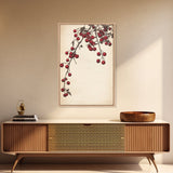 Red Holly Berries Canvas Print - Framed Canvas - Minimalist Christmas Art - Boho Christmas Art - Rustic Christmas Art