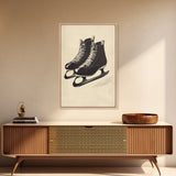 Retro Christmas Ice Skates Canvas Print - Framed Canvas - Minimalist Christmas Art - Boho Christmas Art - Rustic Christmas Art