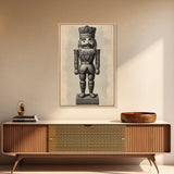 Vintage Nutcracker Canvas Print - Framed Canvas - Minimalist Christmas Art - Boho Christmas Art - Rustic Christmas Art