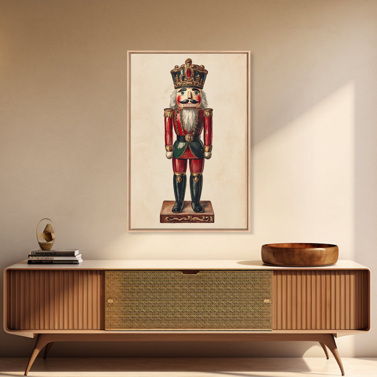 Sketch of a Nutcracker Canvas Print - Framed Canvas - Minimalist Christmas Art - Boho Christmas Art - Rustic Christmas Art