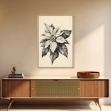 Poinsetta Canvas Print - Framed Canvas - Minimalist Christmas Art - Boho Christmas Art - Rustic Christmas Art