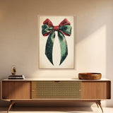 Gift Bow Canvas Print - Framed Canvas - Minimalist Christmas Art - Boho Christmas Art - Rustic Christmas Art