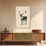 Reindeer Canvas Print - Framed Canvas - Minimalist Christmas Art - Boho Christmas Art - Rustic Christmas Art