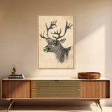 Christmas Reindeer Canvas Print - Framed Canvas - Minimalist Christmas Art - Boho Christmas Art - Rustic Christmas Art