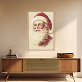 Sainta Clause Painting Canvas Print - Framed Canvas - Minimalist Christmas Art - Boho Christmas Art - Rustic Christmas Art