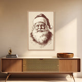 Vintage Santa Painting Canvas Print - Framed Canvas - Minimalist Christmas Art - Boho Christmas Art - Rustic Christmas Art