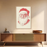 Reto Santa Portrait Canvas Print - Framed Canvas - Minimalist Christmas Art - Boho Christmas Art - Rustic Christmas Art - Santa Painting