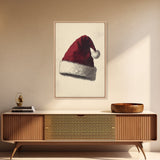 Santa's Hat Canvas Print - Framed Canvas - Minimalist Christmas Art - Boho Christmas Art - Rustic Christmas Art