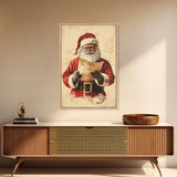 Santa Reading His List Canvas Print - Framed Canvas - Minimalist Christmas Art - Boho Christmas Art - Rustic Christmas Art
