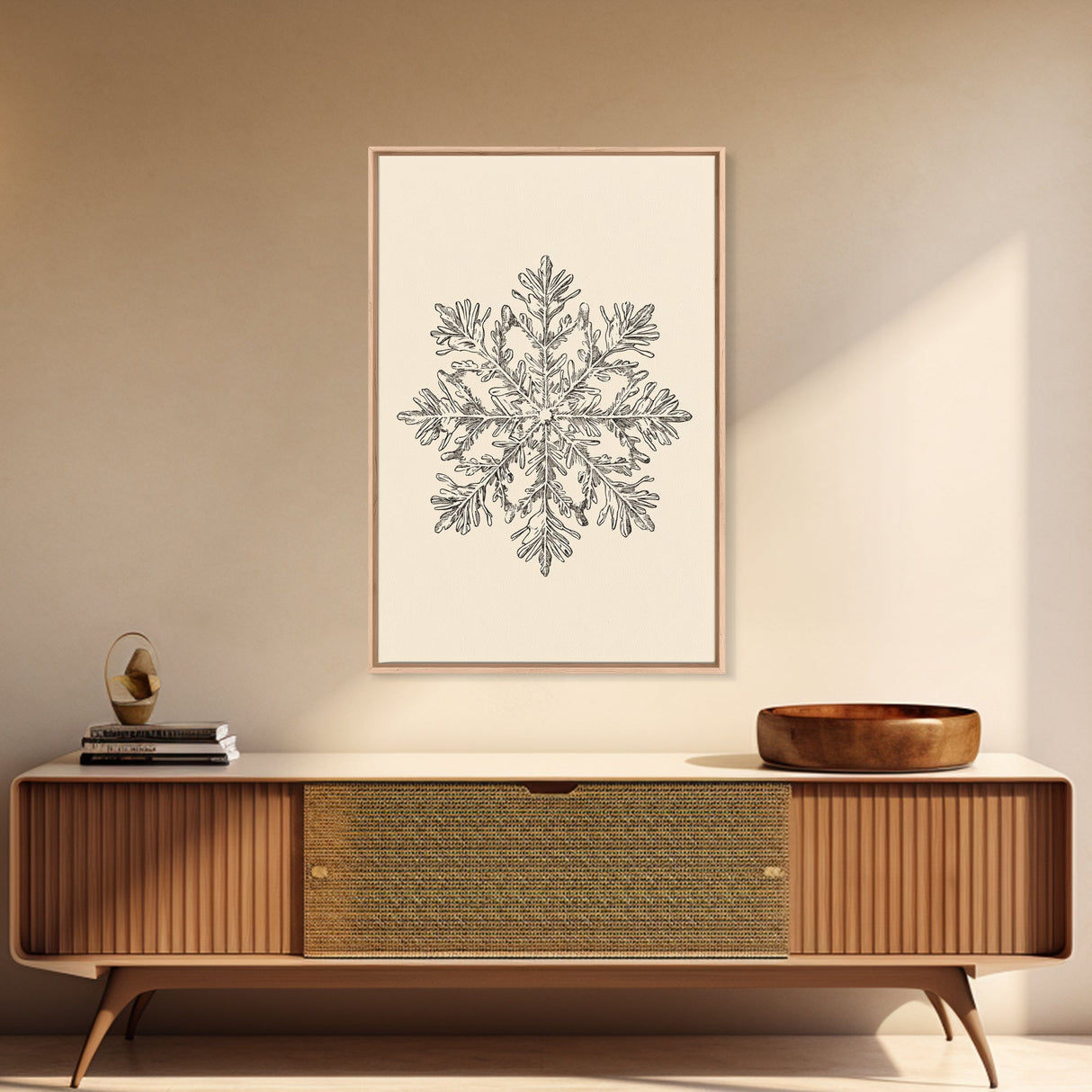 Sketch of a Snowflake Canvas Print - Framed Canvas - Minimalist Christmas Art - Boho Christmas Art - Rustic Christmas Art