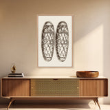 Vintage Snow Shoes Canvas Print - Framed Canvas - Minimalist Christmas Art - Boho Christmas Art - Rustic Christmas Art
