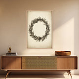 Vintage Wreath Canvas Print - Framed Canvas - Minimalist Christmas Art - Boho Christmas Art - Rustic Christmas Art