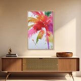 Retro Palm Tree Painting Print, Framed Canvas Print, Pop Art Palm Tree Painting Home Decor, 80s Style Synthwave Wall Art, Coastal Decor