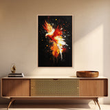 Phoenix In Flames, Retribution, Framed Canvas Print, The Phoenix, Framed Wall Art, Original Painting Phoenix, Punk Art, Graffiti Art