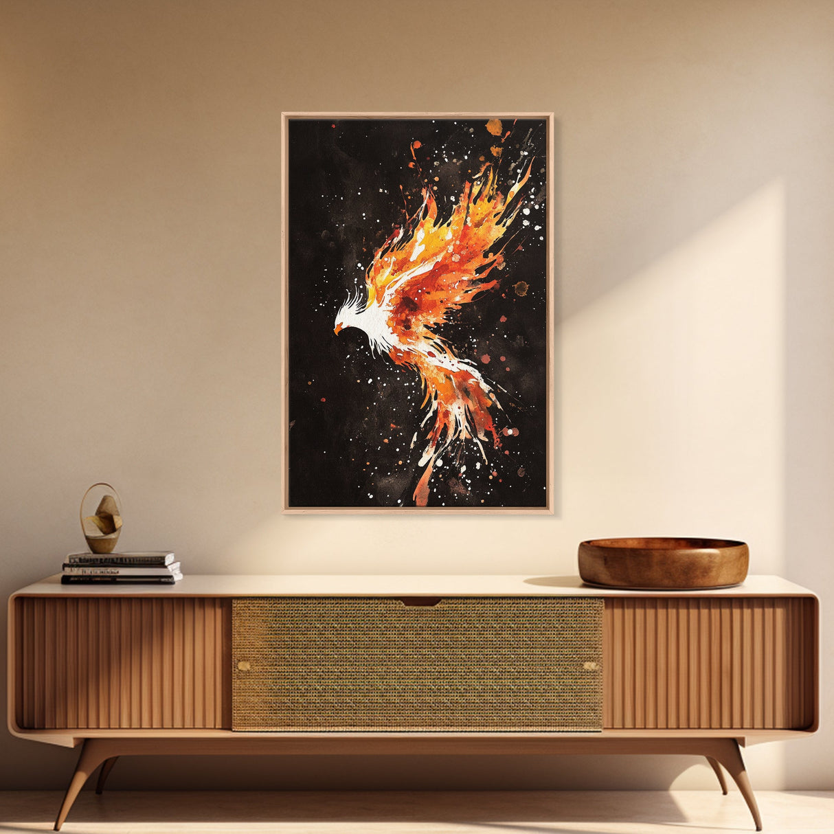 Graffiti Punk Art, Phoenix In Flames, Retribution, Framed Canvas Print, The Phoenix, Framed Wall Art, Original Painting Phoenix