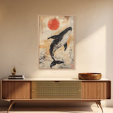 Wabi Sabi Whale Painting Print, Canvas Print, Ready To Hang Wall Art Whale Painting, Nautical Decor, Japanese Style Decor / Wall Art