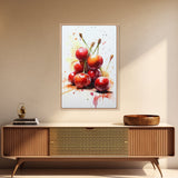 Cherry Wall Art Canvas Print, Cherry Painting, Kitchen Food Decor, Kitchen Wall Art, Original Cherry Painting, Home Decor For Kitchen