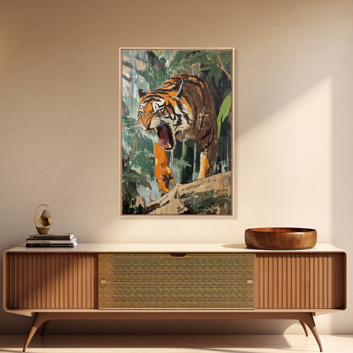 Retro Tiger Painting Canvas Print, Animal Print, Wall Art Home Decor, Tiger Wall Art