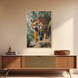 Retro Tiger Painting Canvas Print, Animal Print, Wall Art Home Decor, Tiger Wall Art