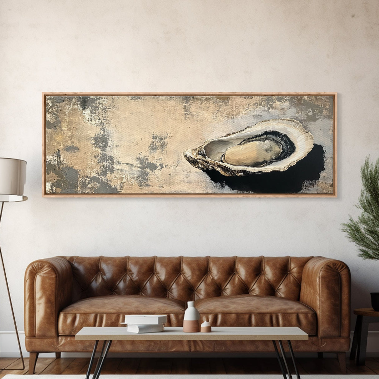Wabi Sabi Kitchen Wall Decor, Oyster Shell Painting Print, Canvas Print, Oyster Wall Art, Boho Kitchen Decor, Dining Room Wall Art, Kitchen Decor