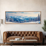 Winter Forest Landscape Painting Print, Horizontal Wall Art, Pine Tree Forest Covered in Snow, Mountain Painting, Mountain Landscape Art
