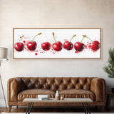 Original Cherry Painting Print - Panoramic Canvas Fruit Illustration - Home Decor For Kitchen - Framed Wall Art - Dining Room Decor