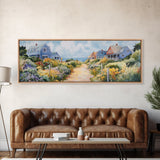Panoramic Painting Print of Nantucket, Framed Canvas, Nautical Wall Art, Seascape landscape painting, Horizontal Nantucket Wall Art