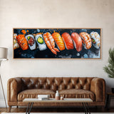 Wabi Sabi Sushing Painting Print, Panoramic Wall Art, Kitchen Decor, Restaurant Wall Art, Restaurant Decor, Sushi Art, Food Painting
