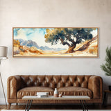 Huge Living Room Wall Art Painting of Joshua Tree, Framed Canvas Print, Oversized Horizontal Panoramic Art, Desert Painting