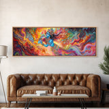 Radha Krishna Wall Art Framed Canvas Print, Modern Art Painting of Radha Krishna, Hindu Art, Radha Krishna Painting, Panoramic Art