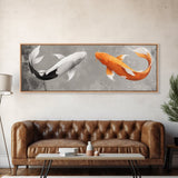 Koi Fish Painting Print, Panoramic Wabi Sabi Wall Art, Horizontal Art, 24x72 Art, Oversized Wide Wall Art, Koi Fish Wall Art