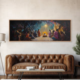 Panoramic Nativity Painting Print, Christmas Decor, Canvas Print, Retro Nativity Scene Oil Painting, Modern Art For Christmas