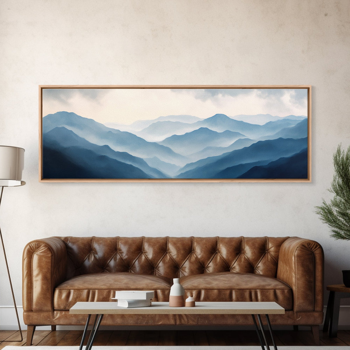 Panoramic Blue Ridge Mountains, Fog Over The Mountains Canvas Print, Wood Framed Wall Art, Mood Setting Home Decor, Moody Art, Landscape