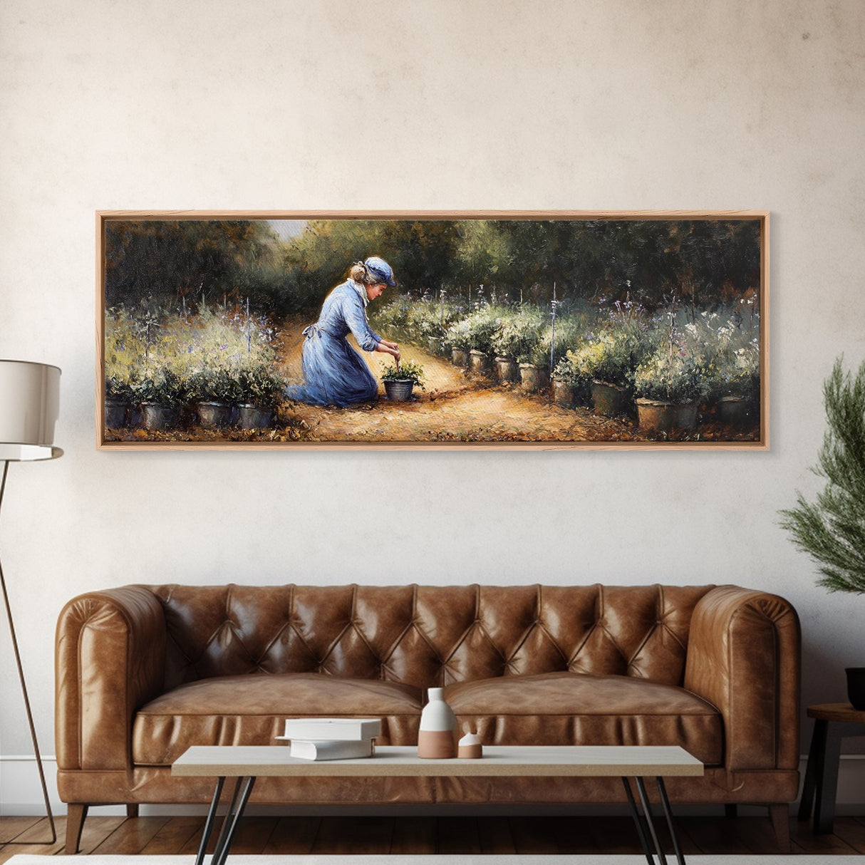 The Woman in The Garden Painting Print - Boho Home Decor - Gift For Her - Gardening Gift - Gardener Gift Idea - Garden Painting Wall Art