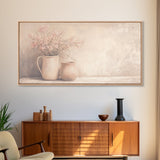 Beautiful Still Life Oil Painting Canvas Print, Boho Wall Art, Kitsch Home Decor, Kitchen Wall Art, Painting of Flower Pots