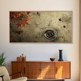 Rain Drops In The Fall, Framed Canvas Print, Thought Provoking Wall Art, Wabi Sabi Style Boho Minimalist Wall Art - Reflections