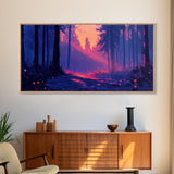 Retro Landscape Painting Wall Art Framed Canvas Print, Landscape Watercolor Art, Living Room Art, Above Sofa Wall Art, Bedroom Decor
