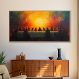 Scenic Depiction Of The Last Supper Framed Canvas Print - Jesus Art, Bible Wall Art, Christian Faith Home Decor, Last Supper Oil Painting