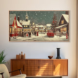Funky Christmas Village Wall Art Oil Painting Print, Christmas home Decor, Christmas Art, Ready To Hang Painting, Christmas Painting