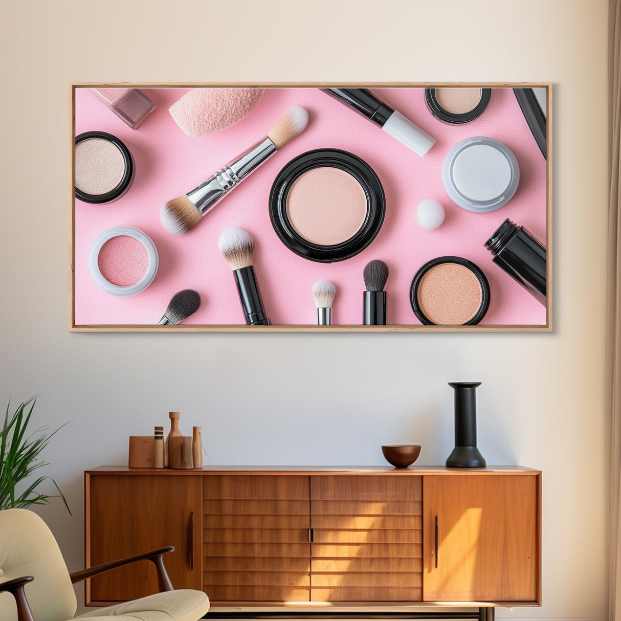 Retro Preppy Makeup Canvas Print, Makeup Art, Makeup Painting, Dorm Room Wall Art