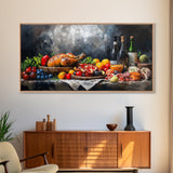 A Christmas Feast Canvas Print, Kitchen Wall Art, Thanksgiving Decor, Thanksgiving Turkey Painting, Food Painting, Diving Room Art