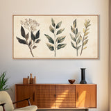 Boho Botanical Sketch Print, Botanical Wall Art, Framed Canvas Print, Minimalist Pencil Sketch Wall Art, Minimalist Home Decor, Living Room Art