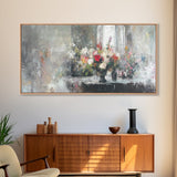 Canvas Print Oil Painting Still Life of Flowers, Wood Framed Art, Whimsical Home Decor, Floral Oil Painting, Flower Painting, Still Life Art